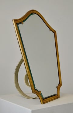 French Art Deco Gilt Metal and Wrought Iron Table Mirror, Circa 1930
