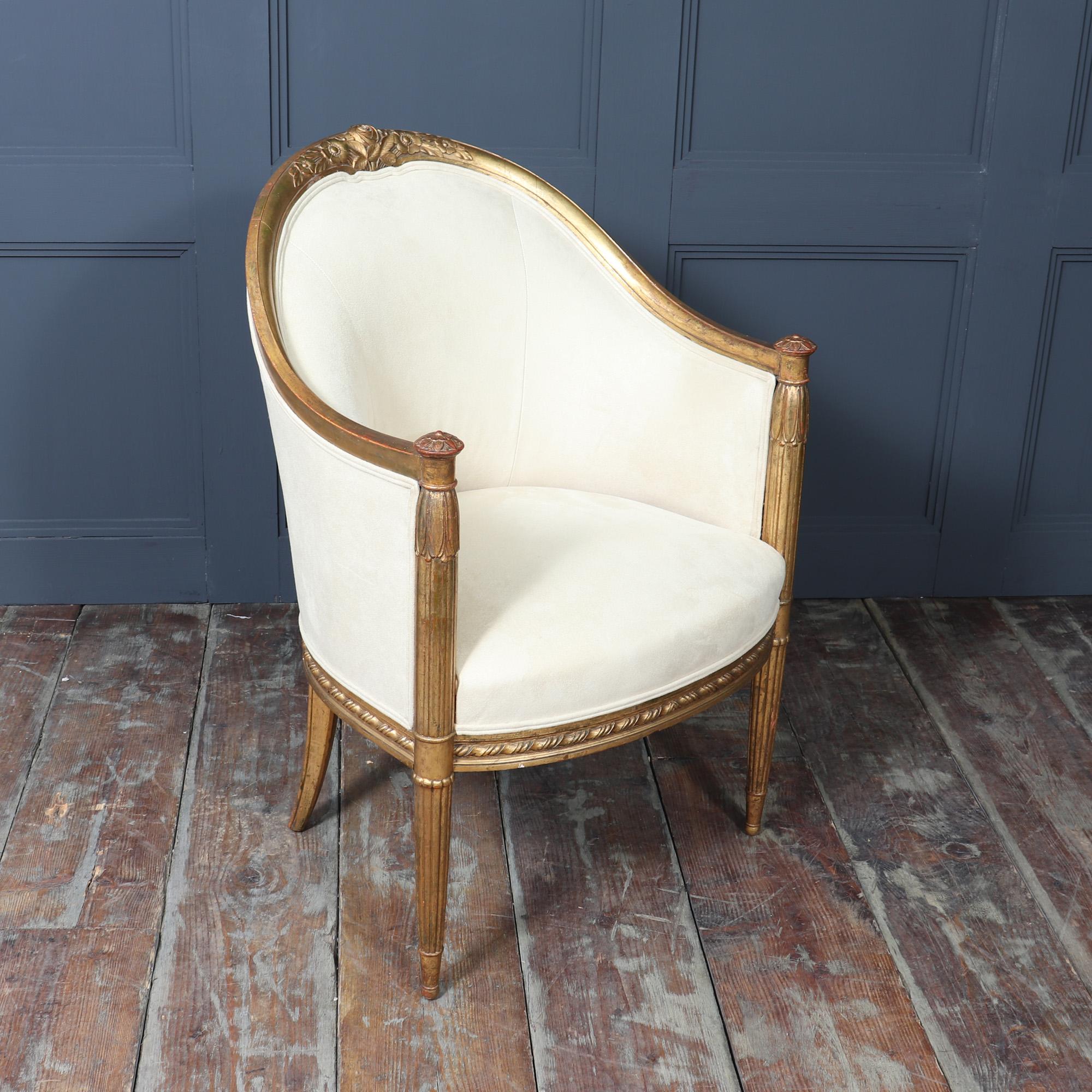 French Art Deco Gilt-wood Arm chair 6
