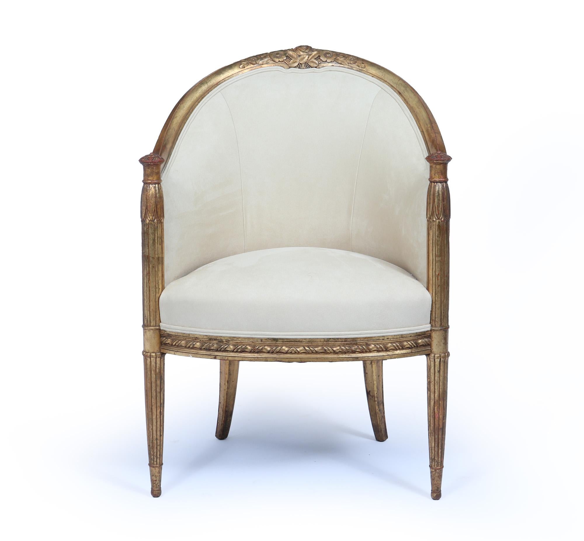 French Art Deco Gilt-wood Arm chair In Good Condition In Paddock Wood Tonbridge, GB
