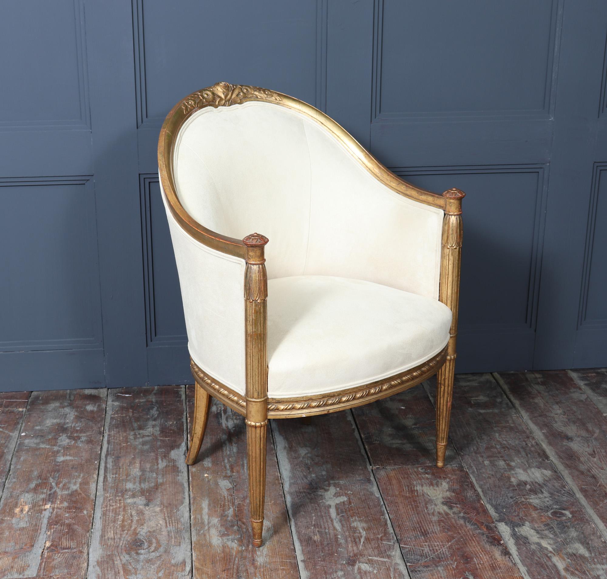 Early 20th Century French Art Deco Gilt-wood Arm chair