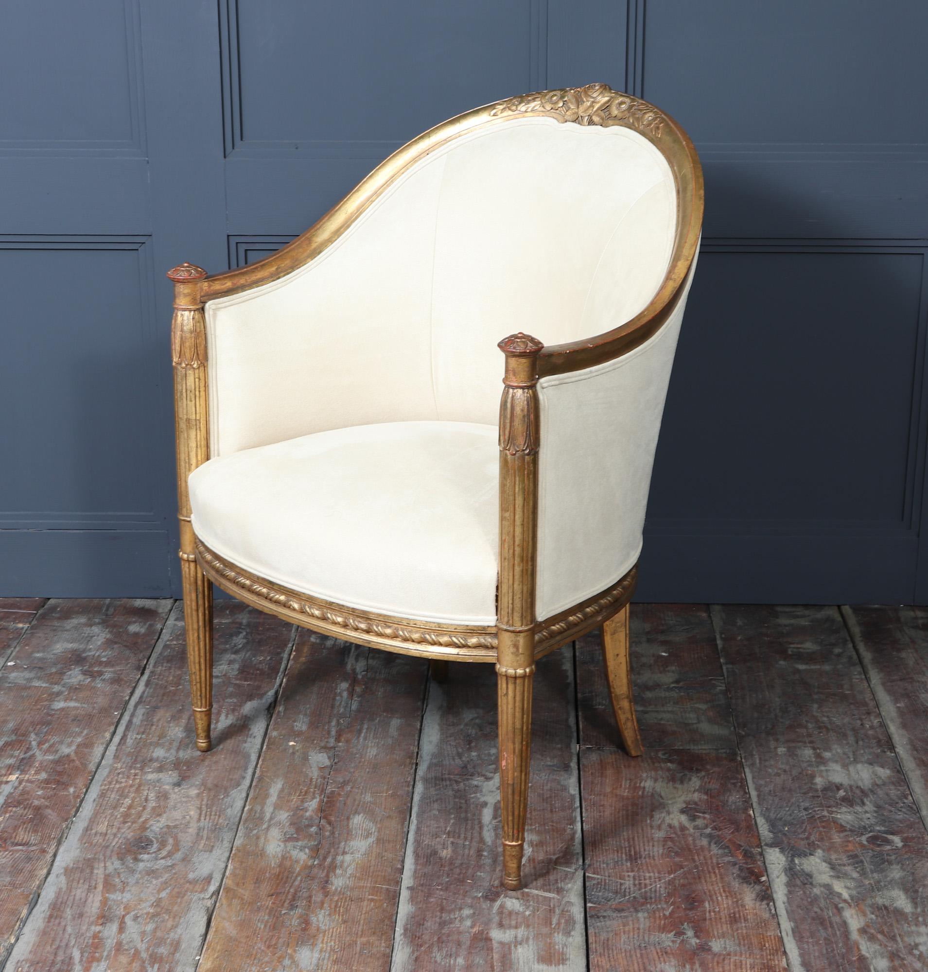French Art Deco Gilt-wood Arm chair 1