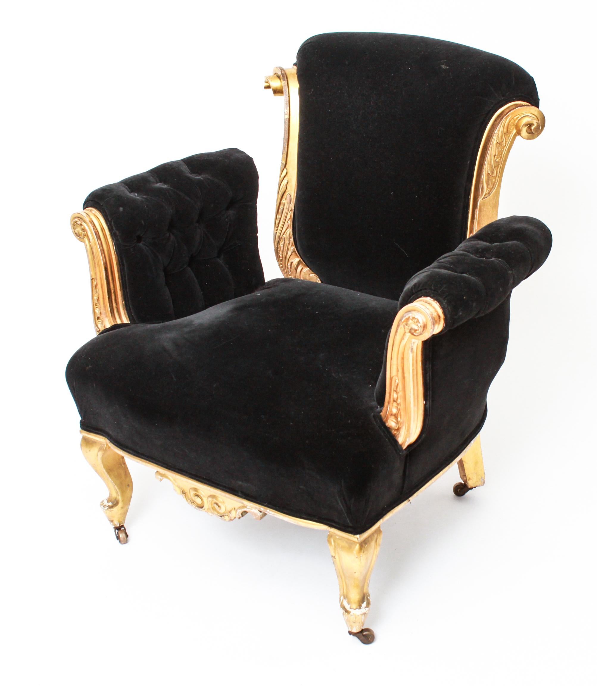 French Art Deco Style Giltwood Leaf and Scroll Armchair In Good Condition In New York, NY