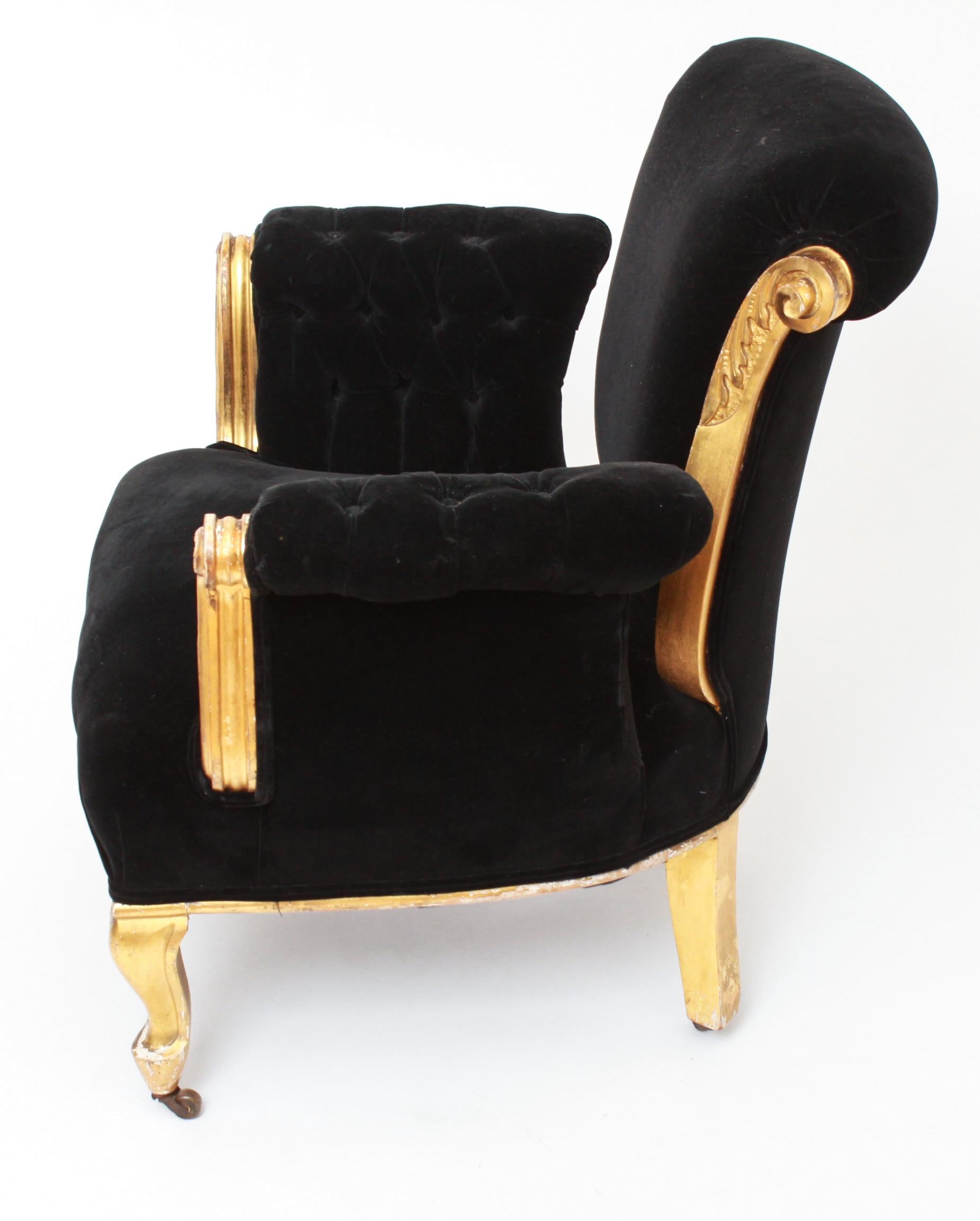 20th Century French Art Deco Style Giltwood Leaf and Scroll Armchair