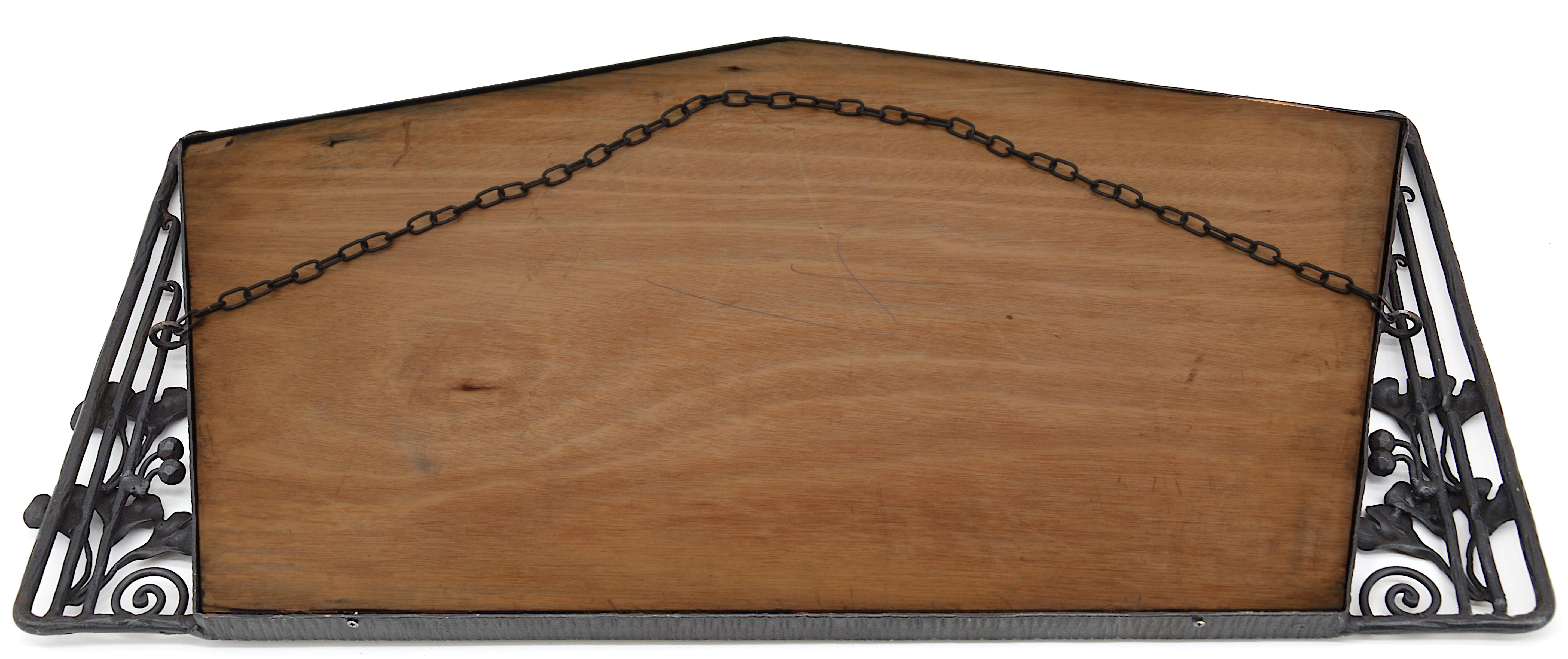 Early 20th Century French Art Deco Ginkgo Biloba Wall Mirror, ca. 1920 For Sale