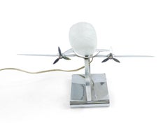 French Art Deco Glass and Chrome Airplane Lamp