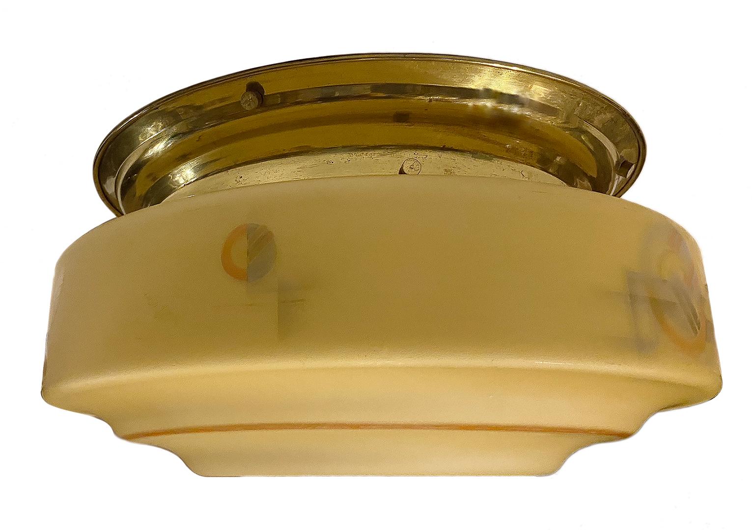 Mid-20th Century French Art Deco Glass Light Fixture For Sale