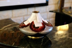 French Art Deco Enamel Vase by Camille Fauré Limoges