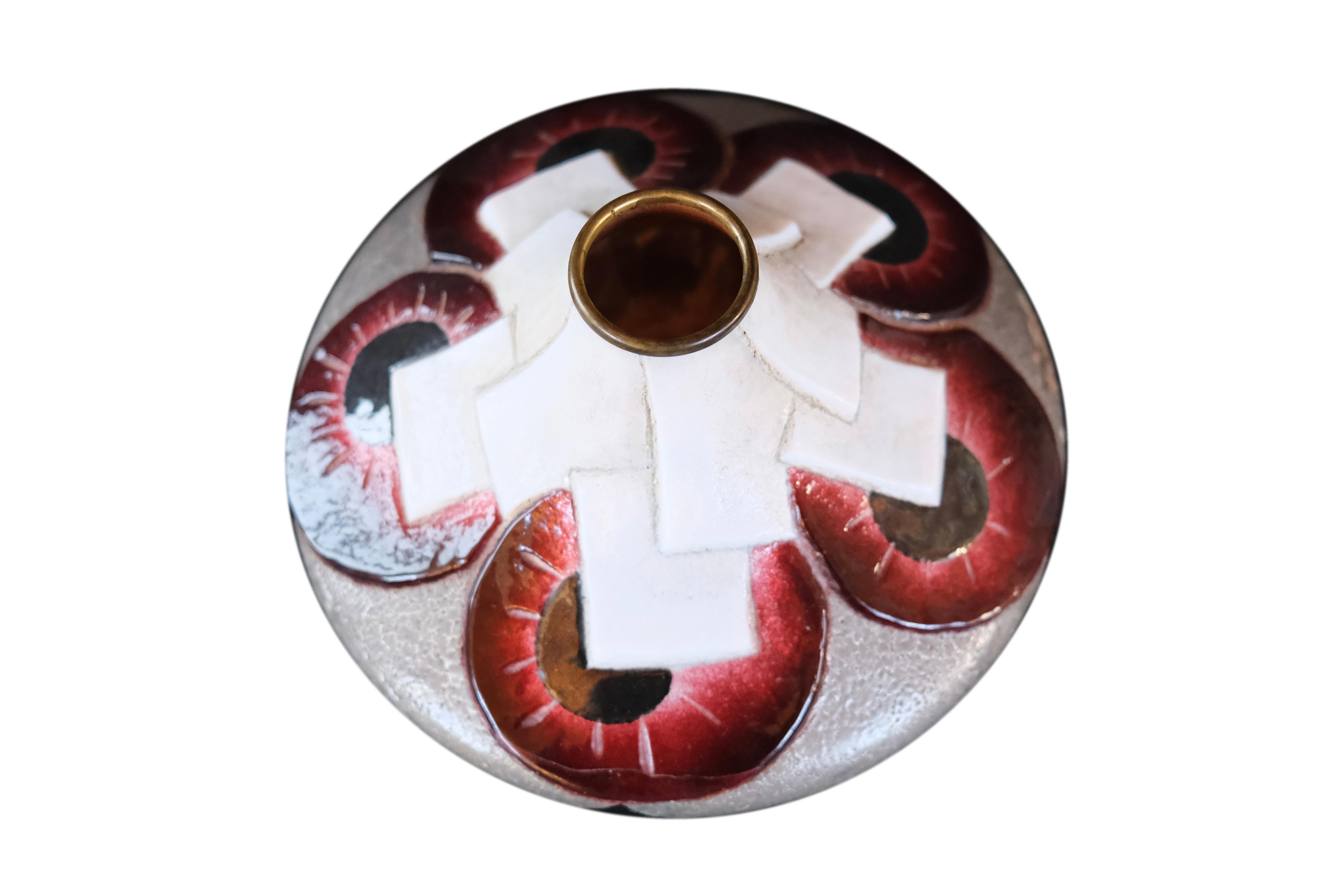 Francese Vaso smaltato Art Deco francese di Camille Fauré Limoges in vendita