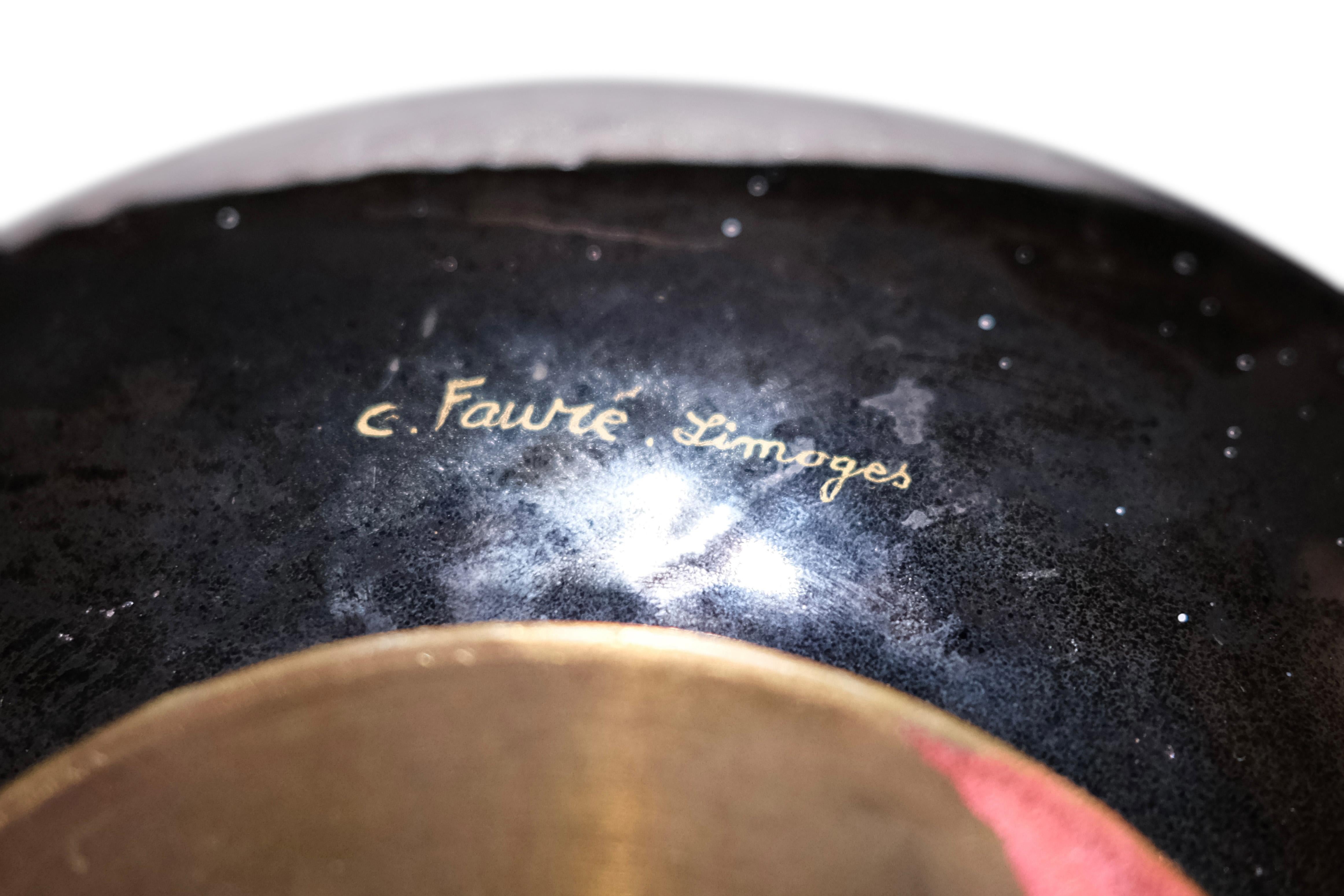 Französische Art Déco-Emaille-Vase von Camille Fauré Limoges  im Angebot 1