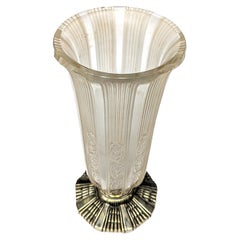 French Art Deco Glass Vase by Hettier & Vincent
