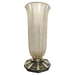 French Art Deco Glass Vase by Hettier & Vincent