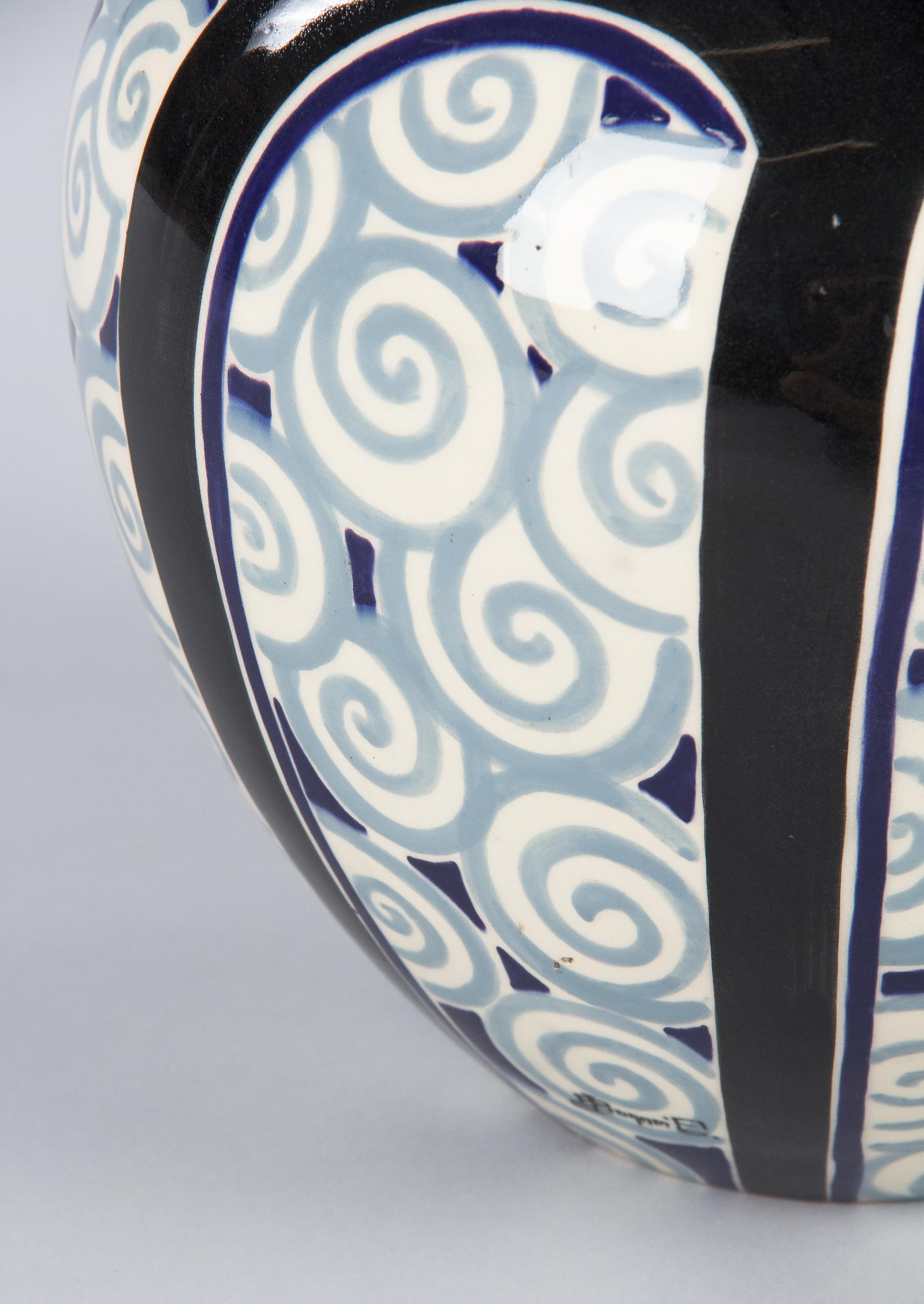 French Art Deco Glazed Ceramic Vase, 1930s 8