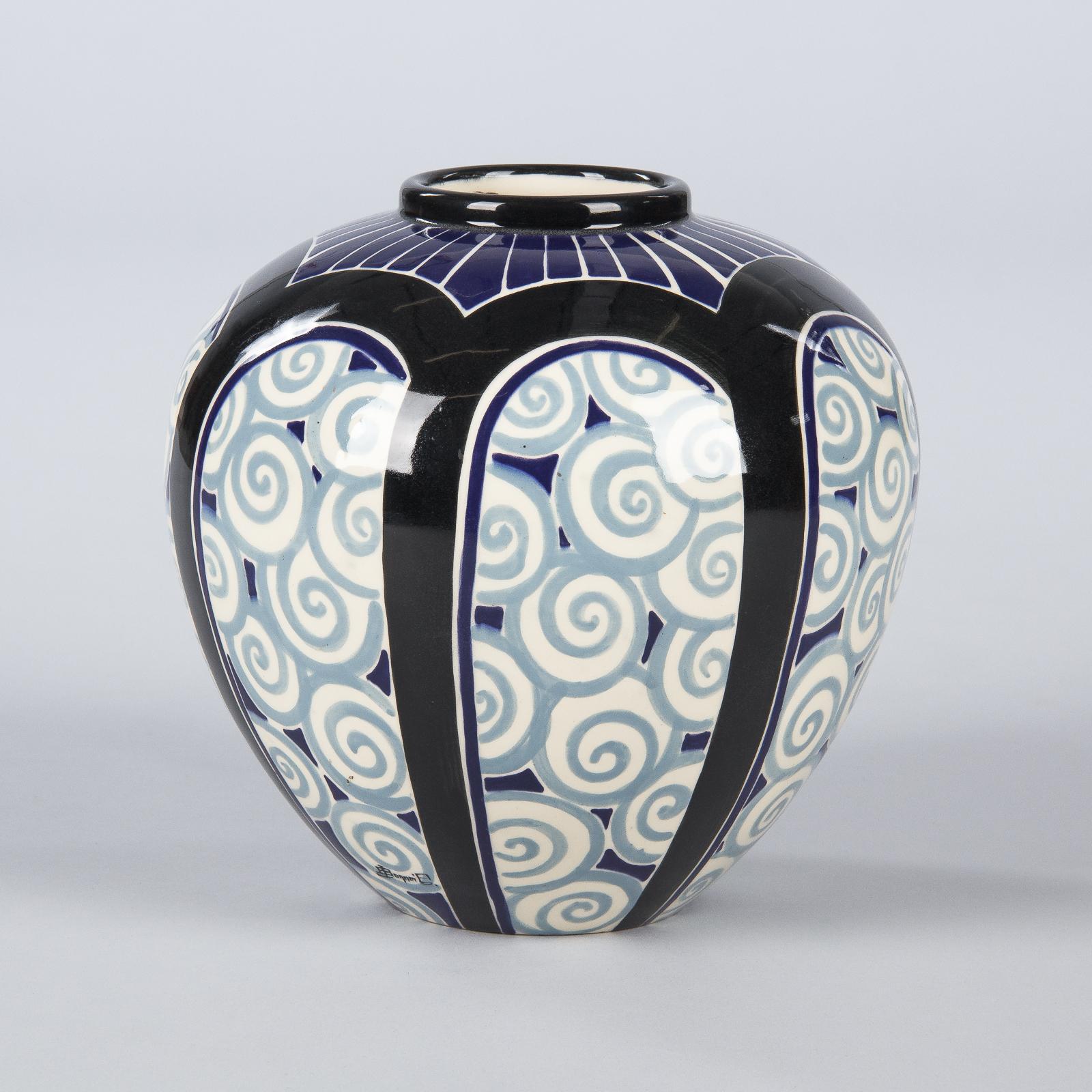 French Art Deco Glazed Ceramic Vase, 1930s 10