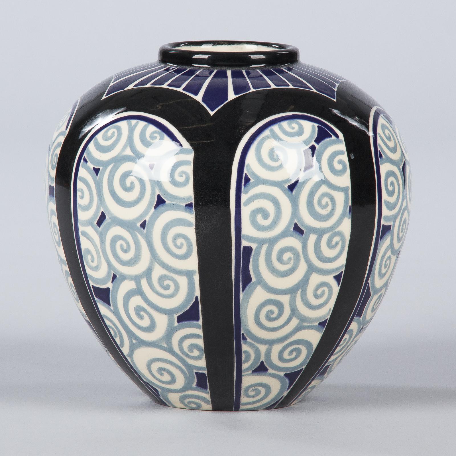 French Art Deco Glazed Ceramic Vase, 1930s 1