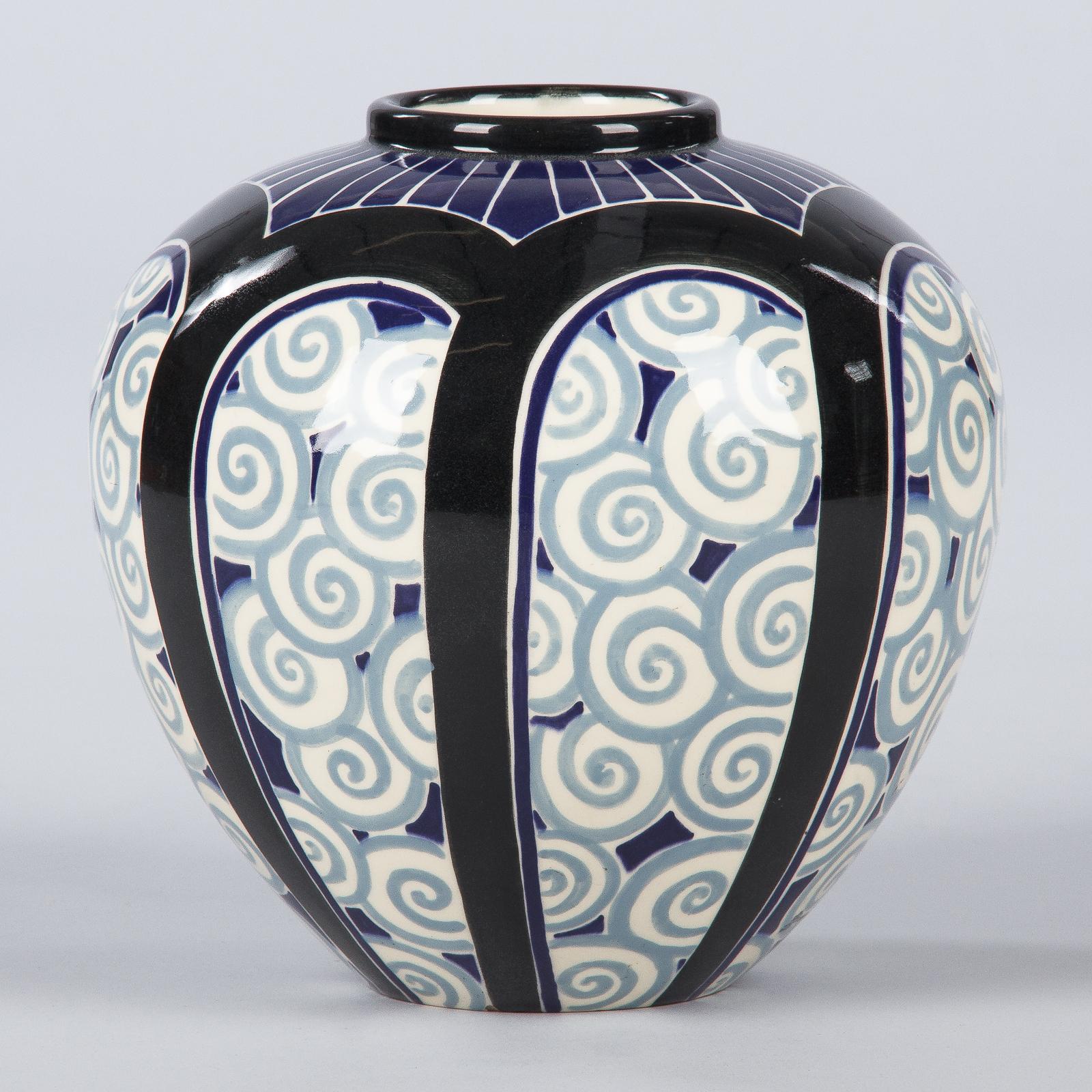 French Art Deco Glazed Ceramic Vase, 1930s 3