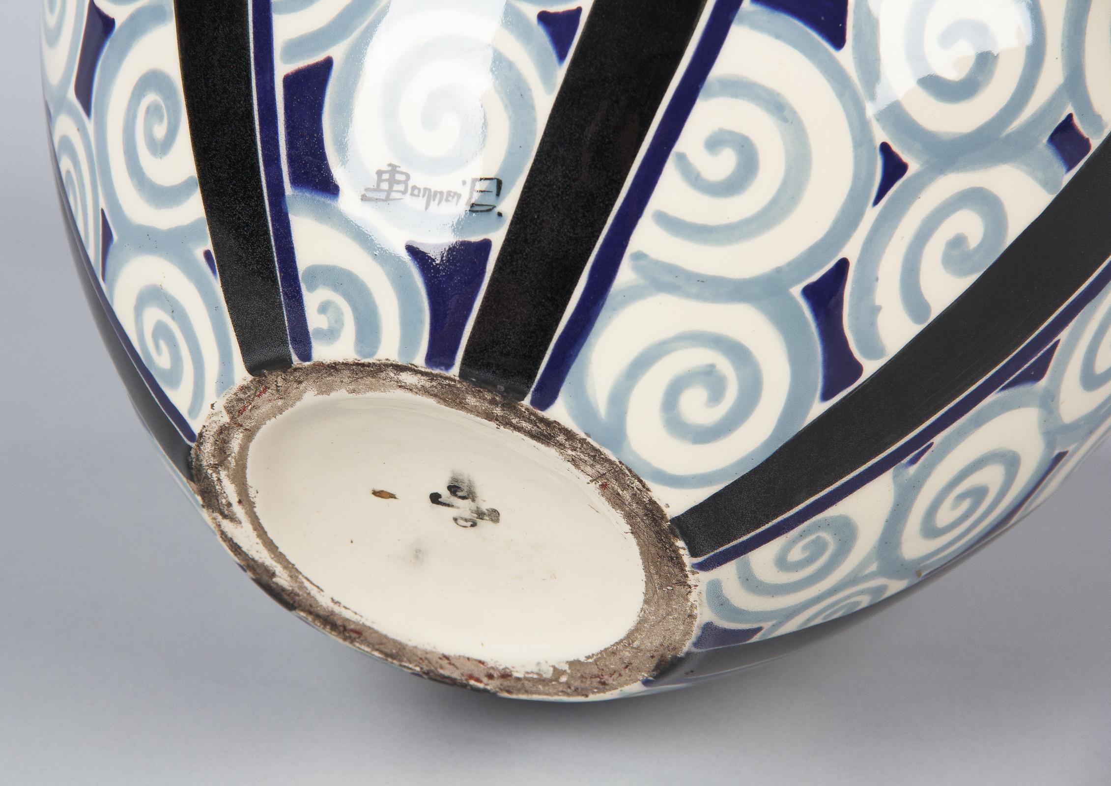 French Art Deco Glazed Ceramic Vase, 1930s 5