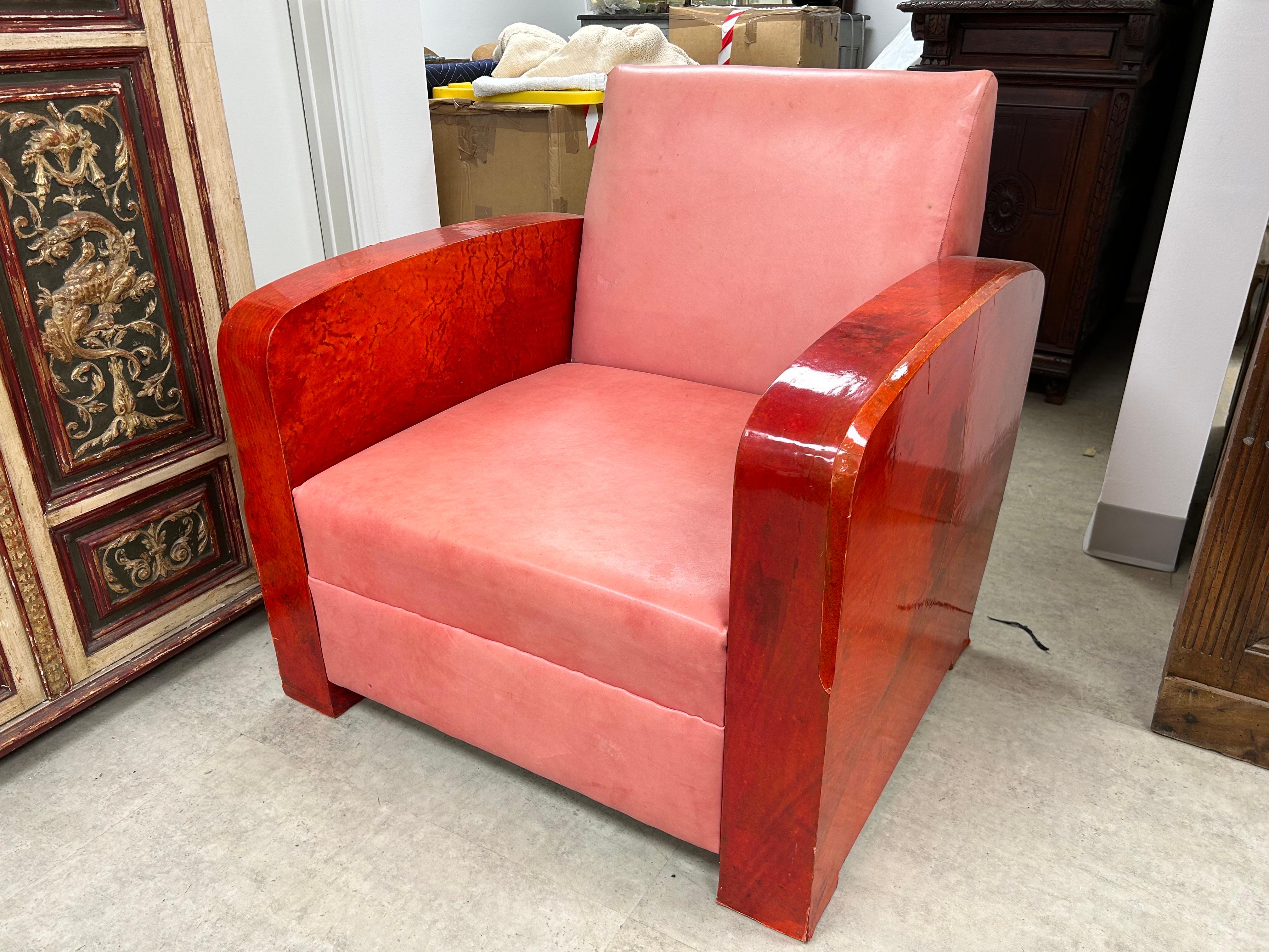 Français Chaise longue en peau de chèvre, Art déco français, Andre Arbus Attribué en vente