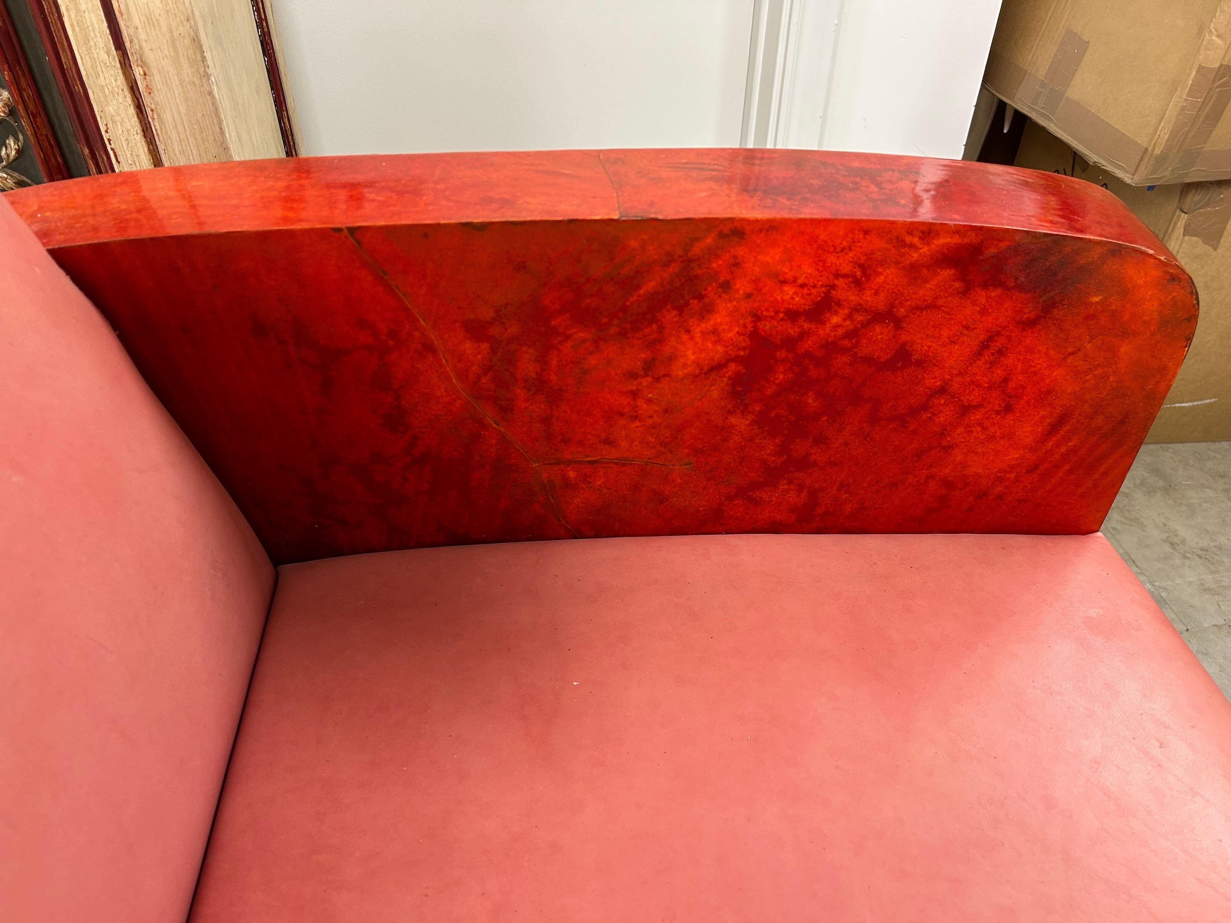 Chaise longue en peau de chèvre, Art déco français, Andre Arbus Attribué en vente 1
