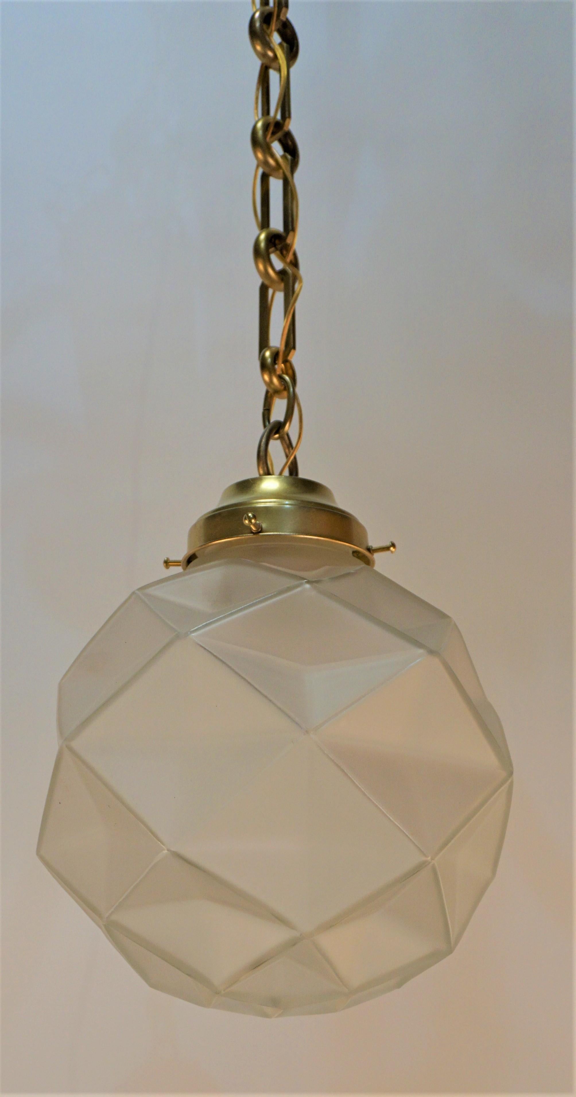 French Art Deco Golbe Pendent/Chandelier For Sale 3