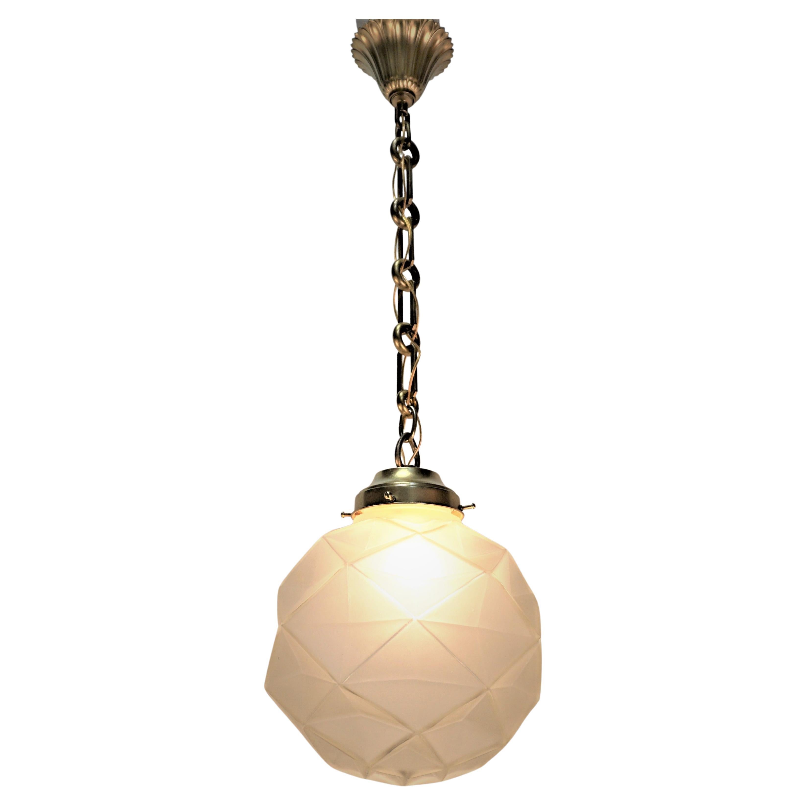 French Art Deco Golbe Pendent/Chandelier For Sale