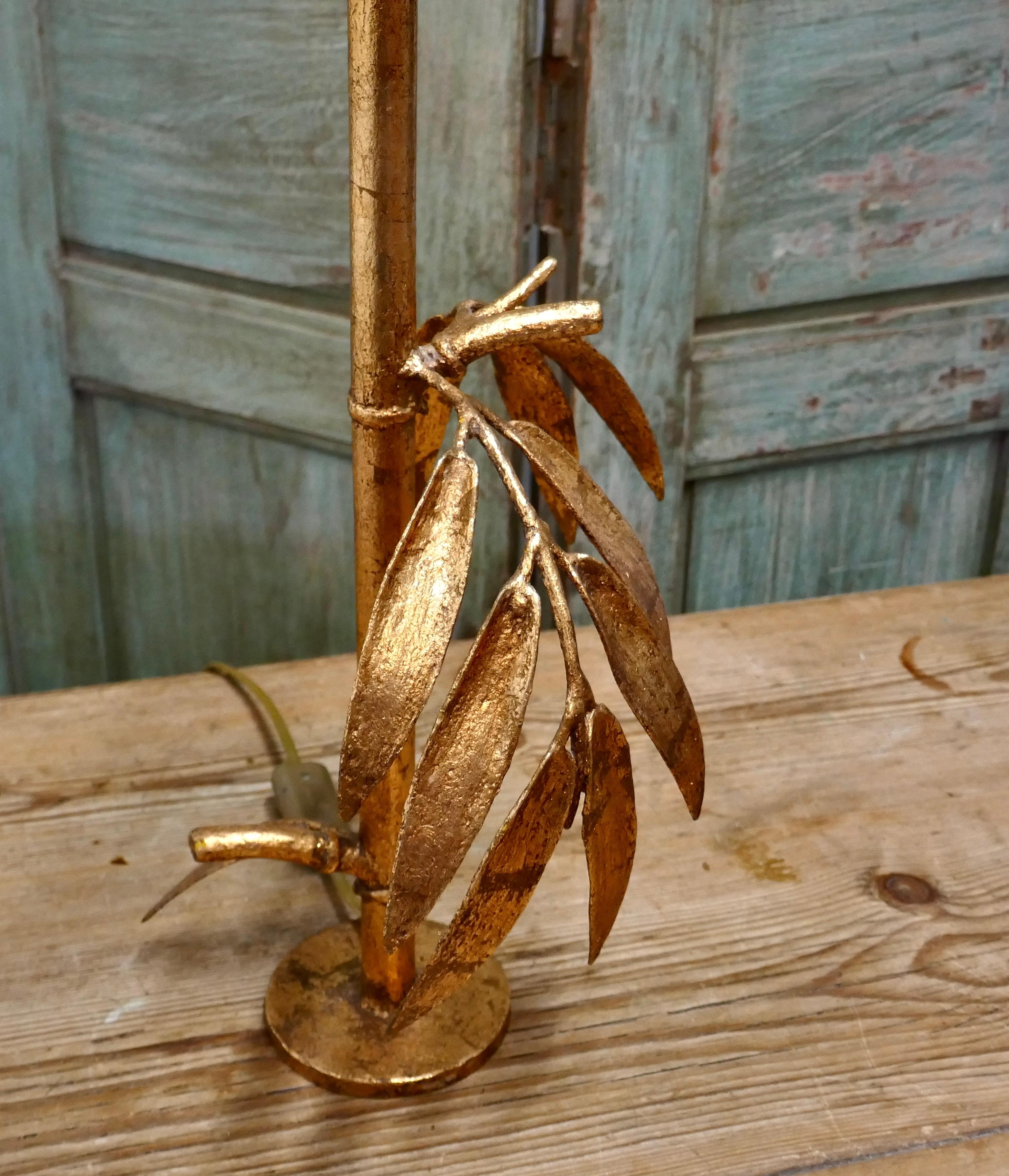 20th Century French Art Deco Gold Palm Leaf Table Lamp