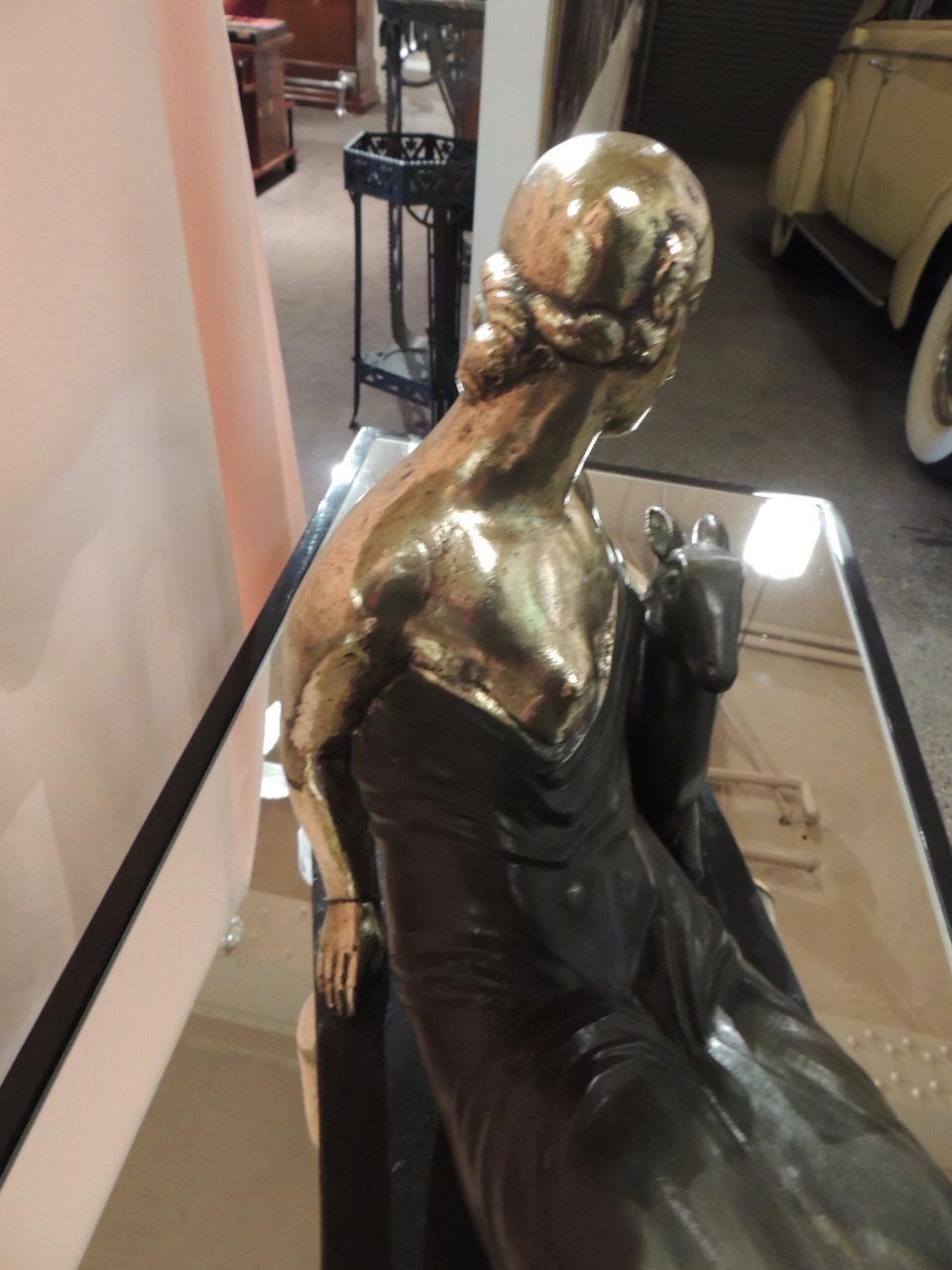 French Art Deco Golden Bronze Sculpture by Gaston Beguin For Sale 6