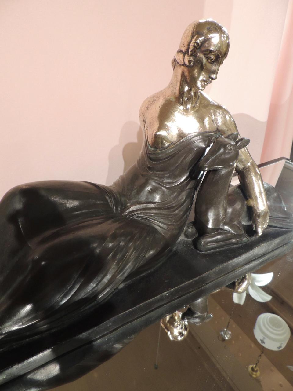 French Art Deco Golden Bronze Sculpture by Gaston Beguin For Sale 1