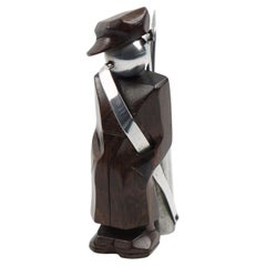 French Art Deco Golfer Barware Cocktail Picks in Macassar and Metal