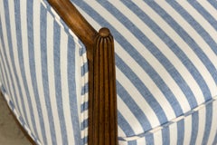 French Art Deco Gondola Barrel Chairs, Maple & Linen, Circa 1925