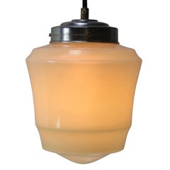 French Art Deco Green “Clichy” Glass Pendant Lamp