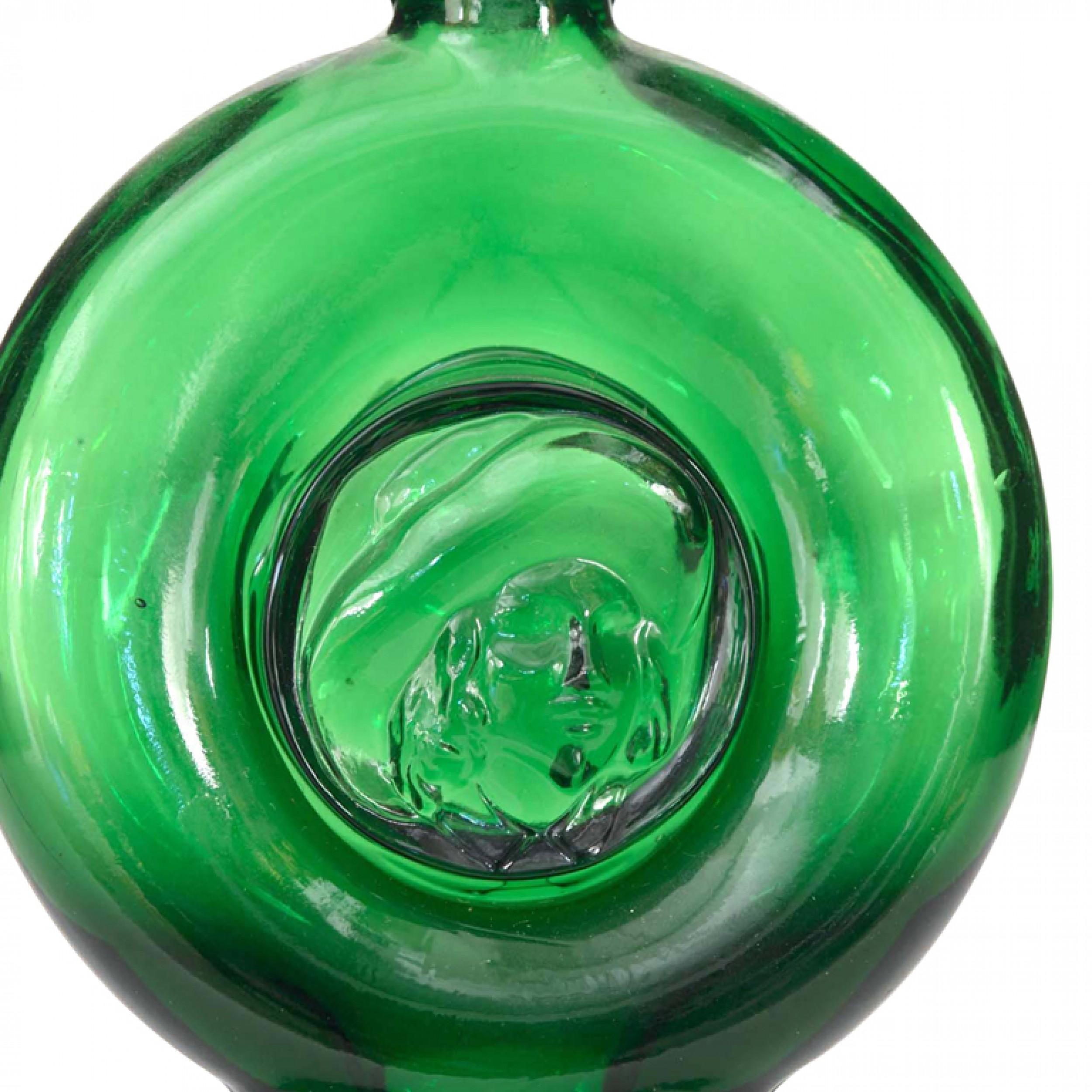 Französische Art Deco Grünglas-Parfümflasche (Art déco) im Angebot