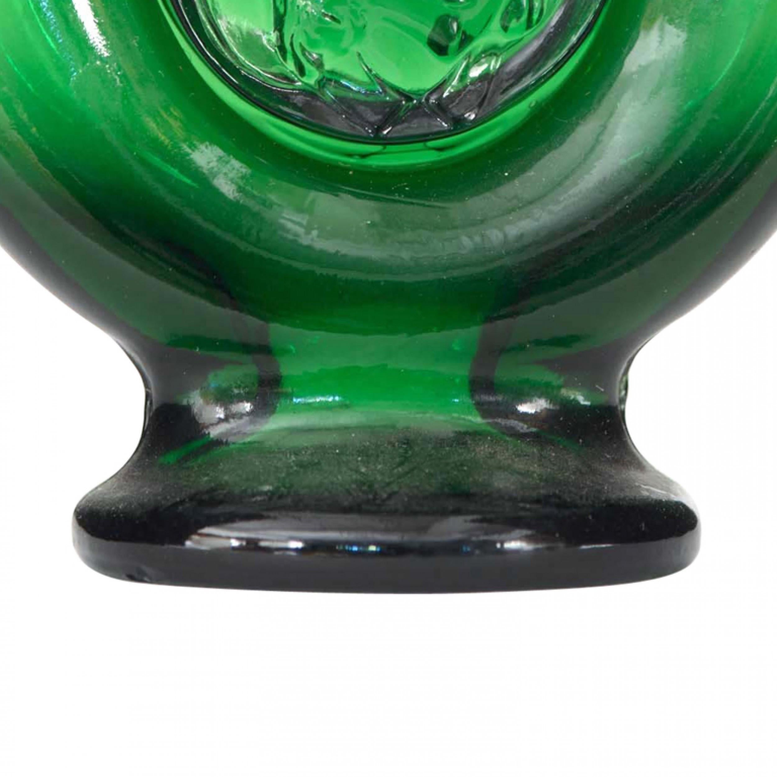 Französische Art Deco Grünglas-Parfümflasche (Geprägt) im Angebot