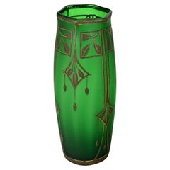 Vintage French Art Deco Green Glass Vase