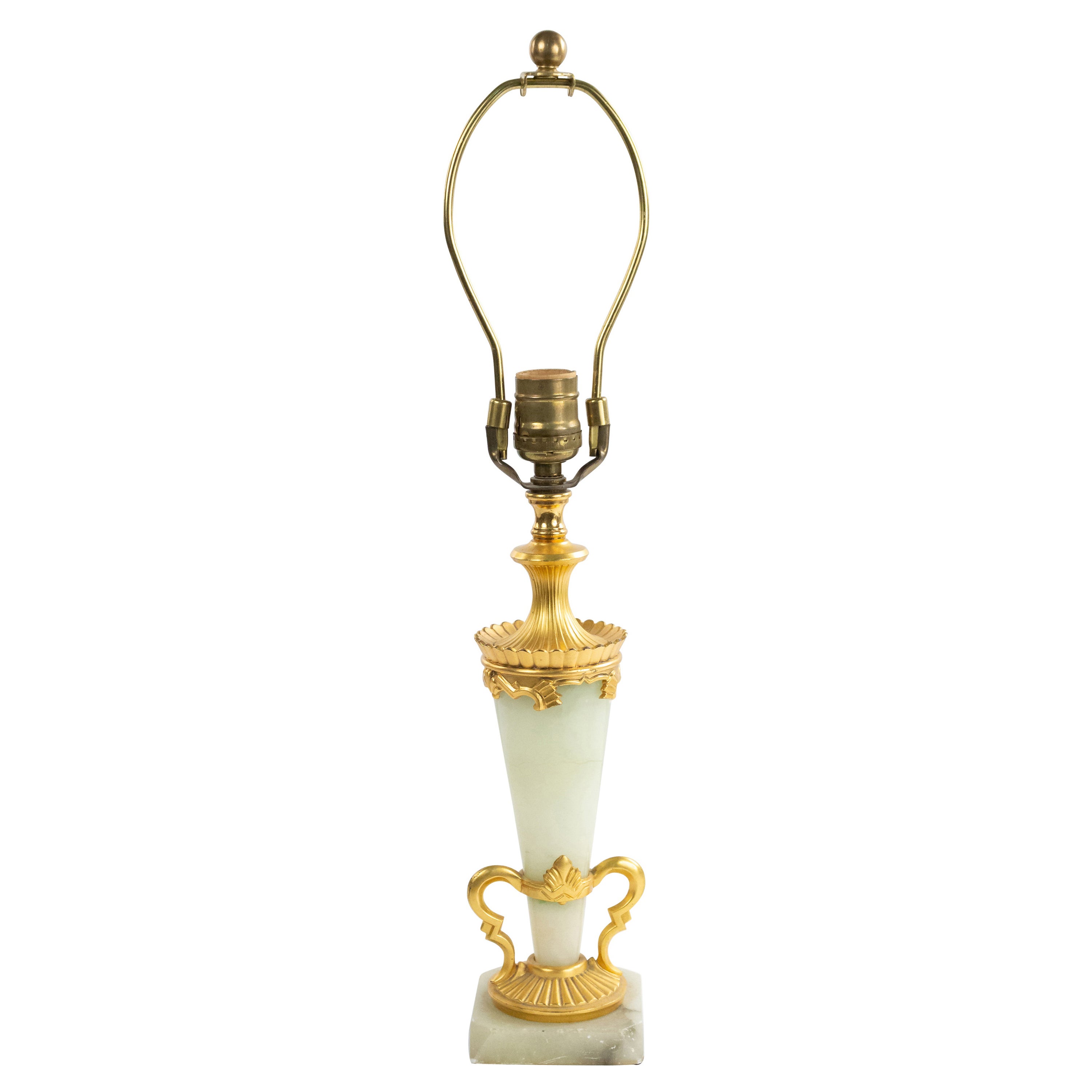 French Art Deco Green Onyx Table Lamp