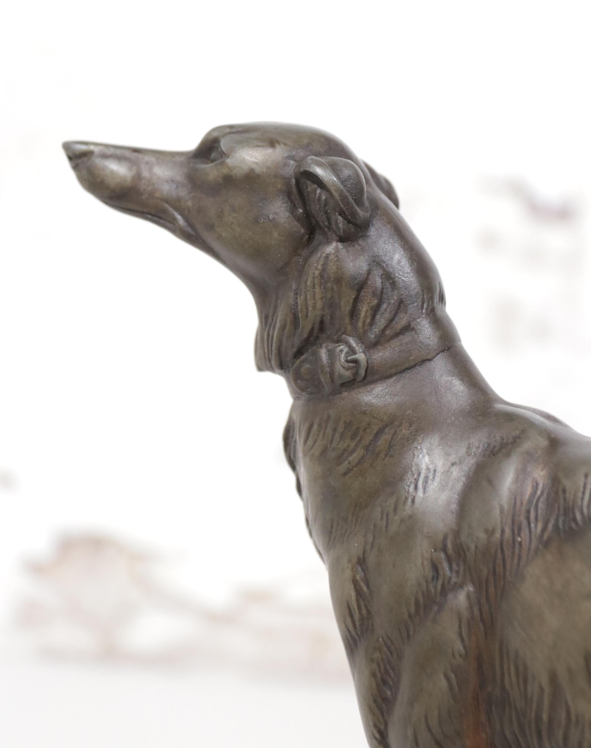 French Art Deco Greyhound on Marble, ca 1920 For Sale 5