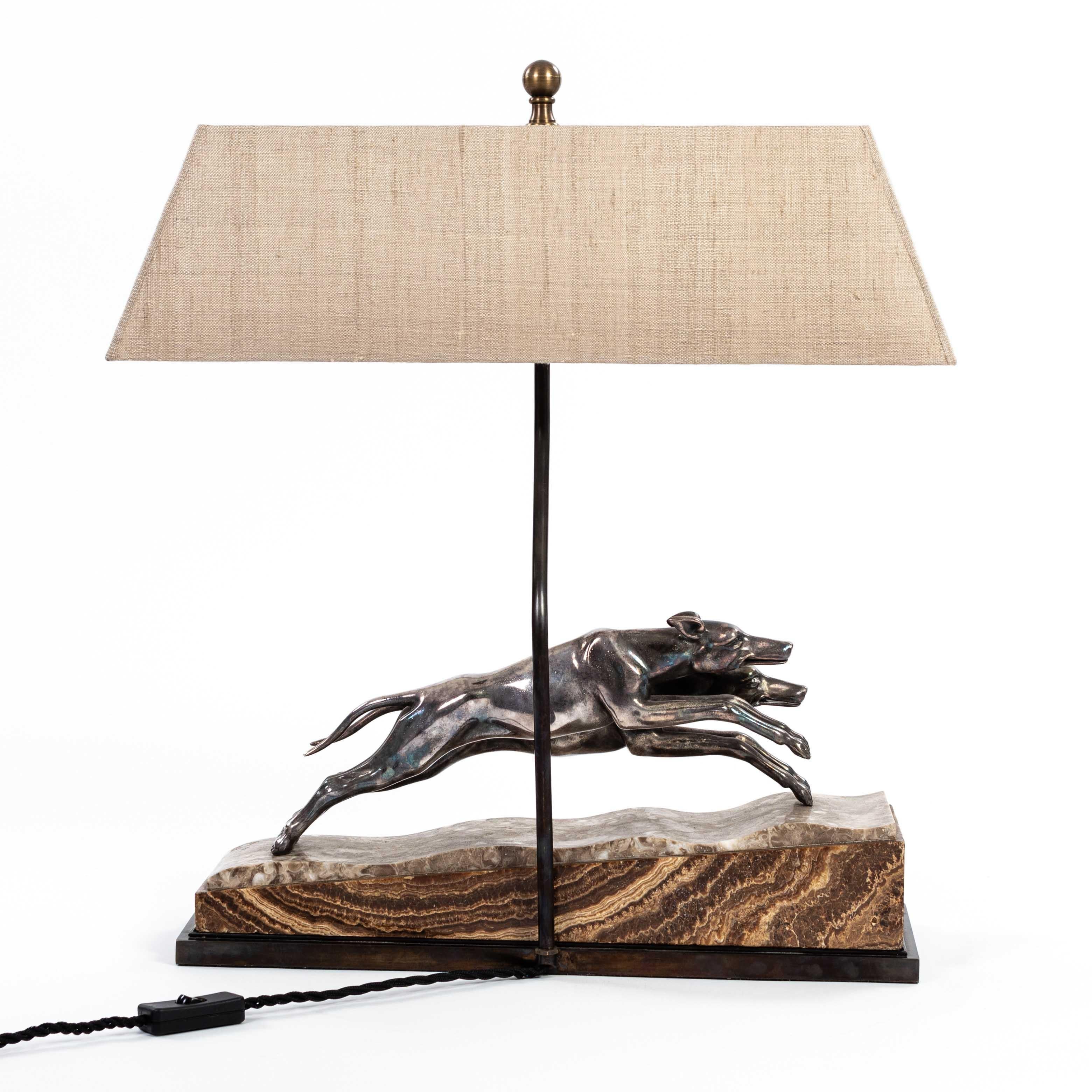 william the whippet silver table lamp