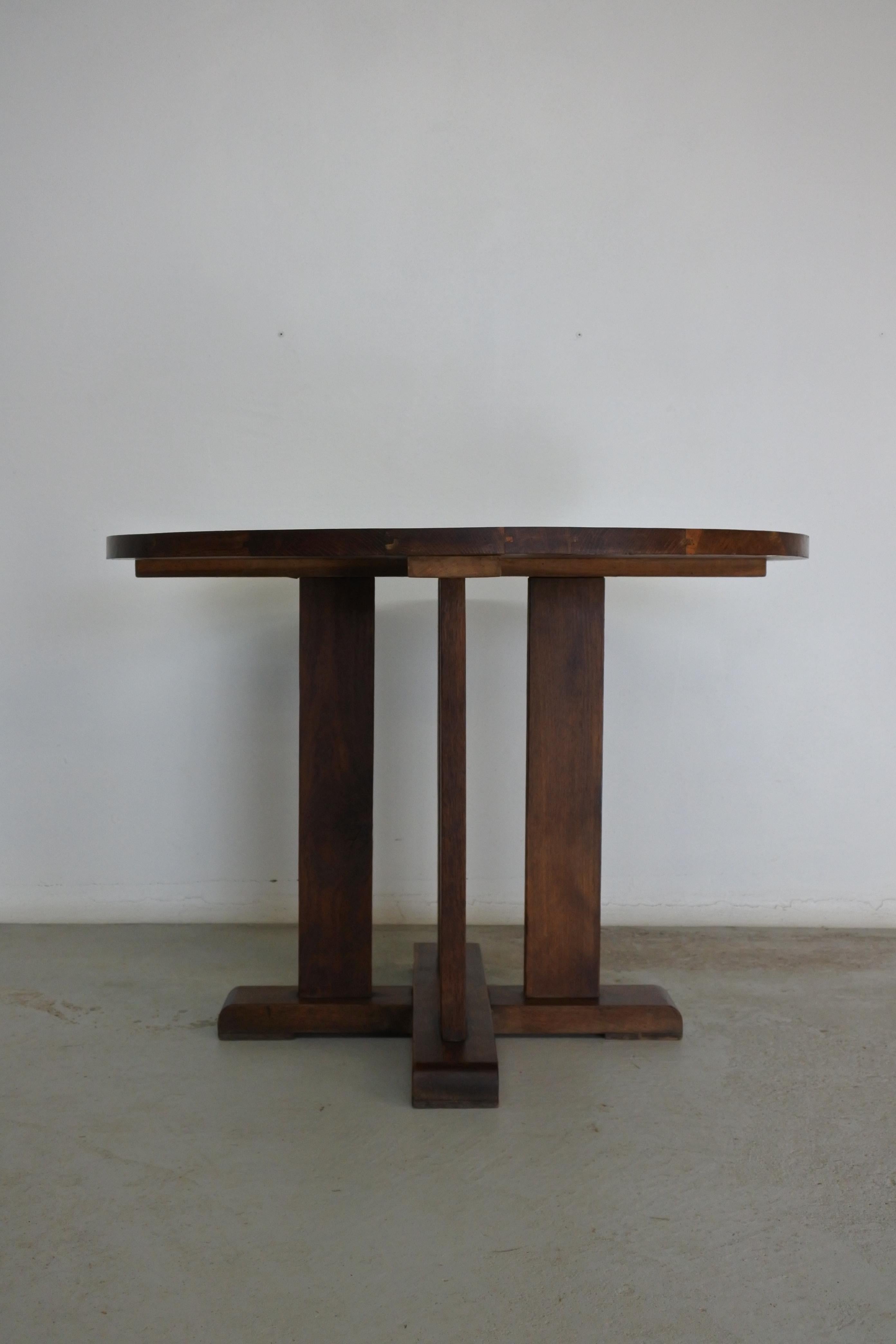 French Art Deco Gueridon Table in Solid Oak Wood 1930s In Good Condition In La Teste De Buch, FR