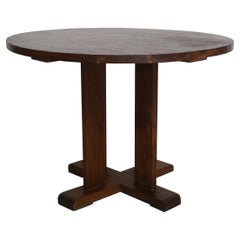 French Art Deco Gueridon Table in Solid Oak Wood 1930s