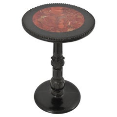 Tavolino Gueridon francese Art Déco in legno nero e marmo rosso, anni '30