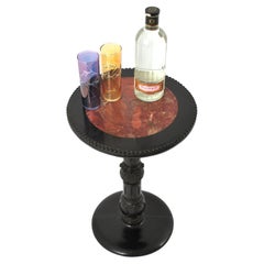 French Art Deco Gueridon Table / Side Table in Black Wood and Red Marble, 1930s