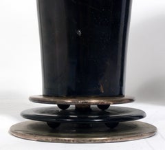 French Art Deco Gun Metal and Nickel Urns