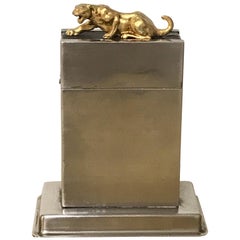 French Art Deco Gunmetal and Leather Cigarette/Table Box