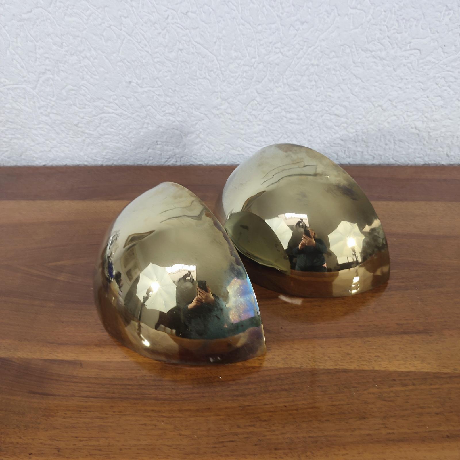 French Art Deco Half Moon Wall Lights, Loft Sconces, Patinated Brass Surface For Sale 4