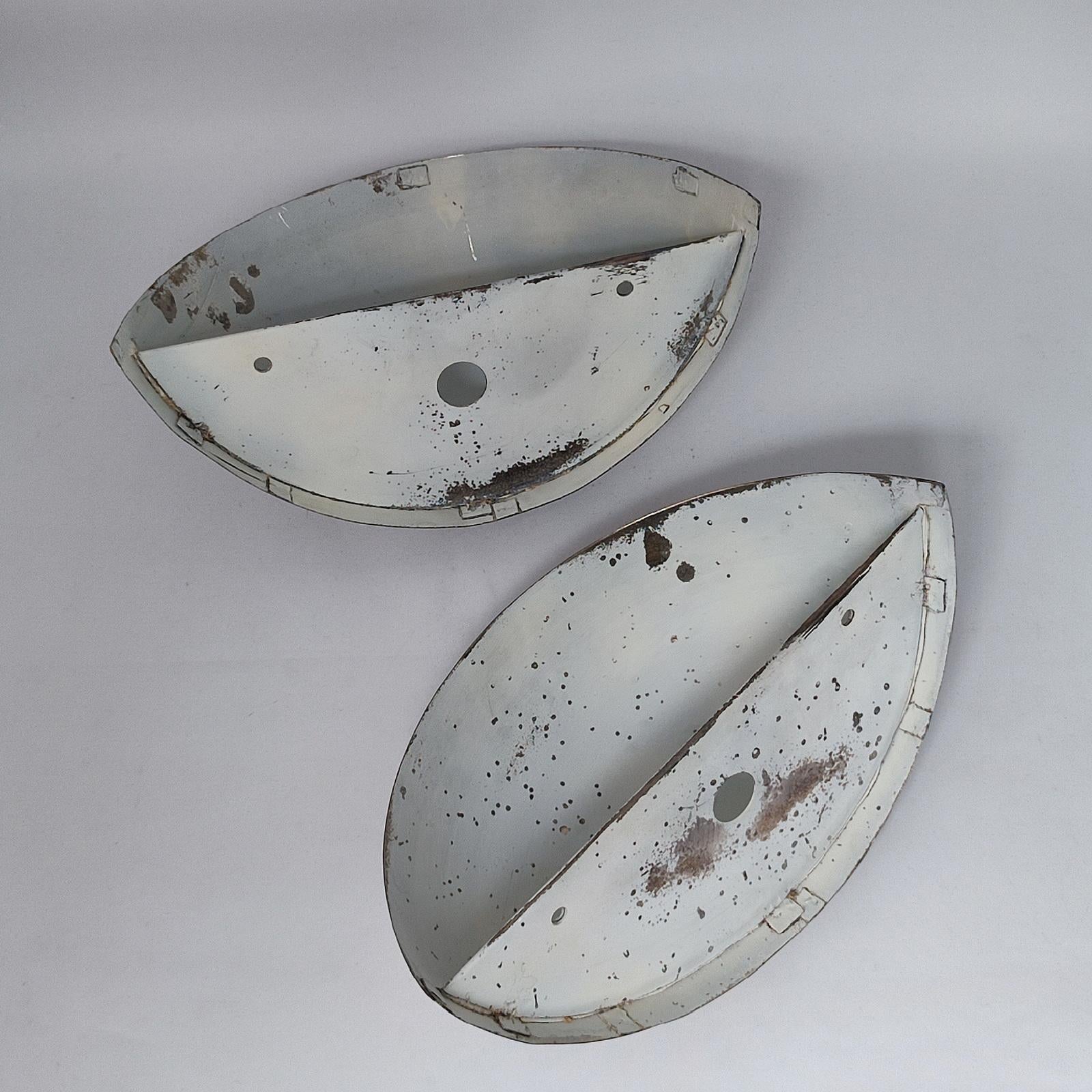 French Art Deco Half Moon Wall Lights, Loft Sconces, Patinated Brass Surface For Sale 5