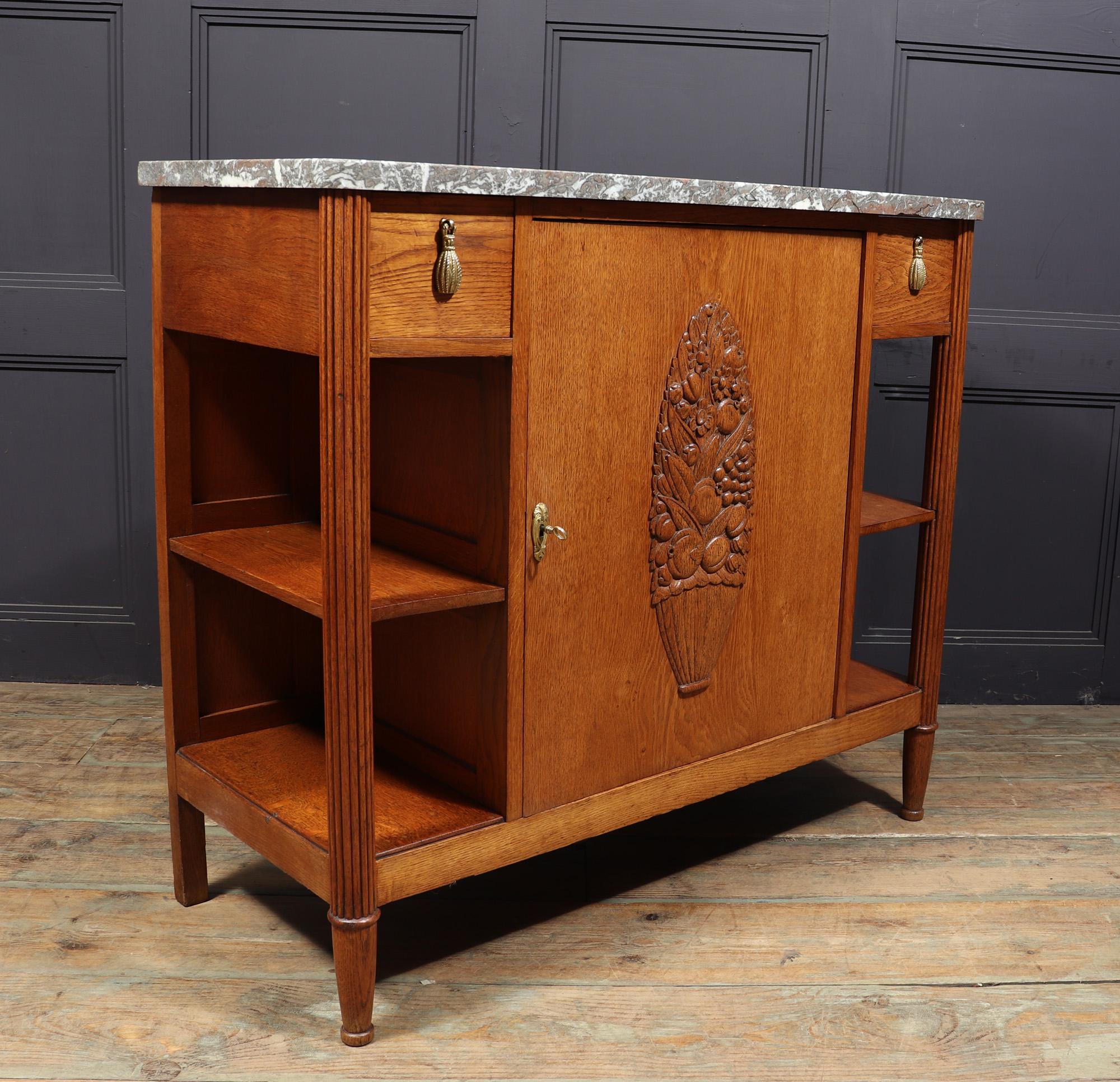 French Art Deco Hall Cabinet in Solid Oak 6