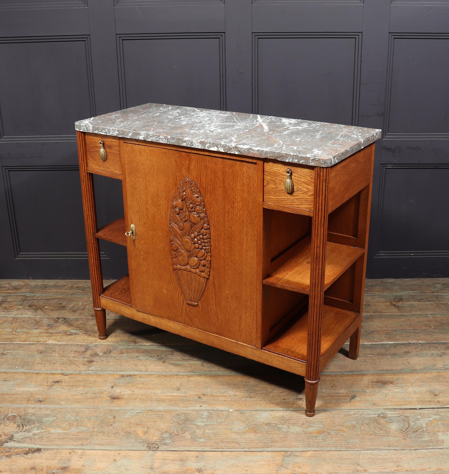 French Art Deco Hall Cabinet in Solid Oak 7