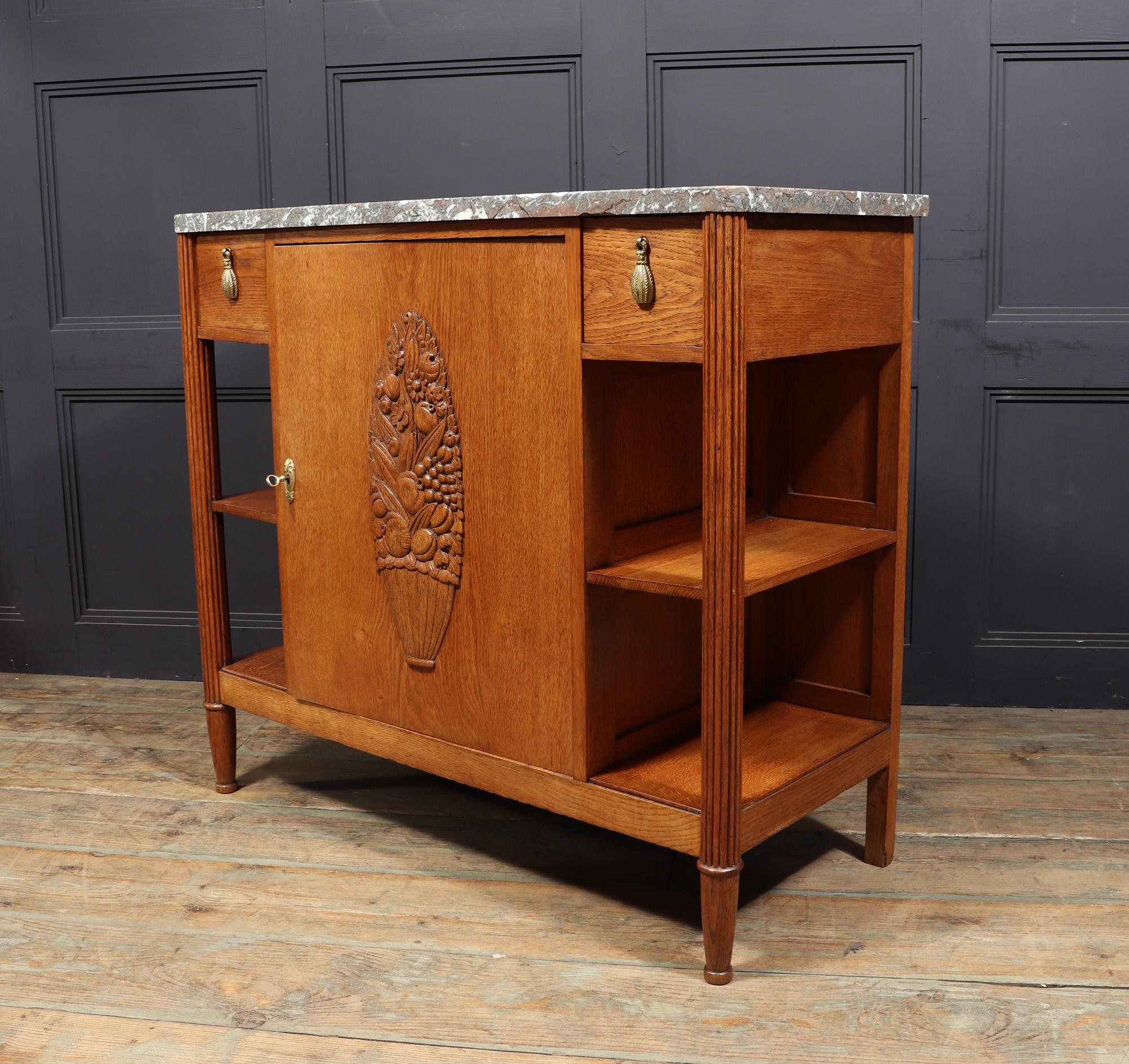French Art Deco Hall Cabinet in Solid Oak 8