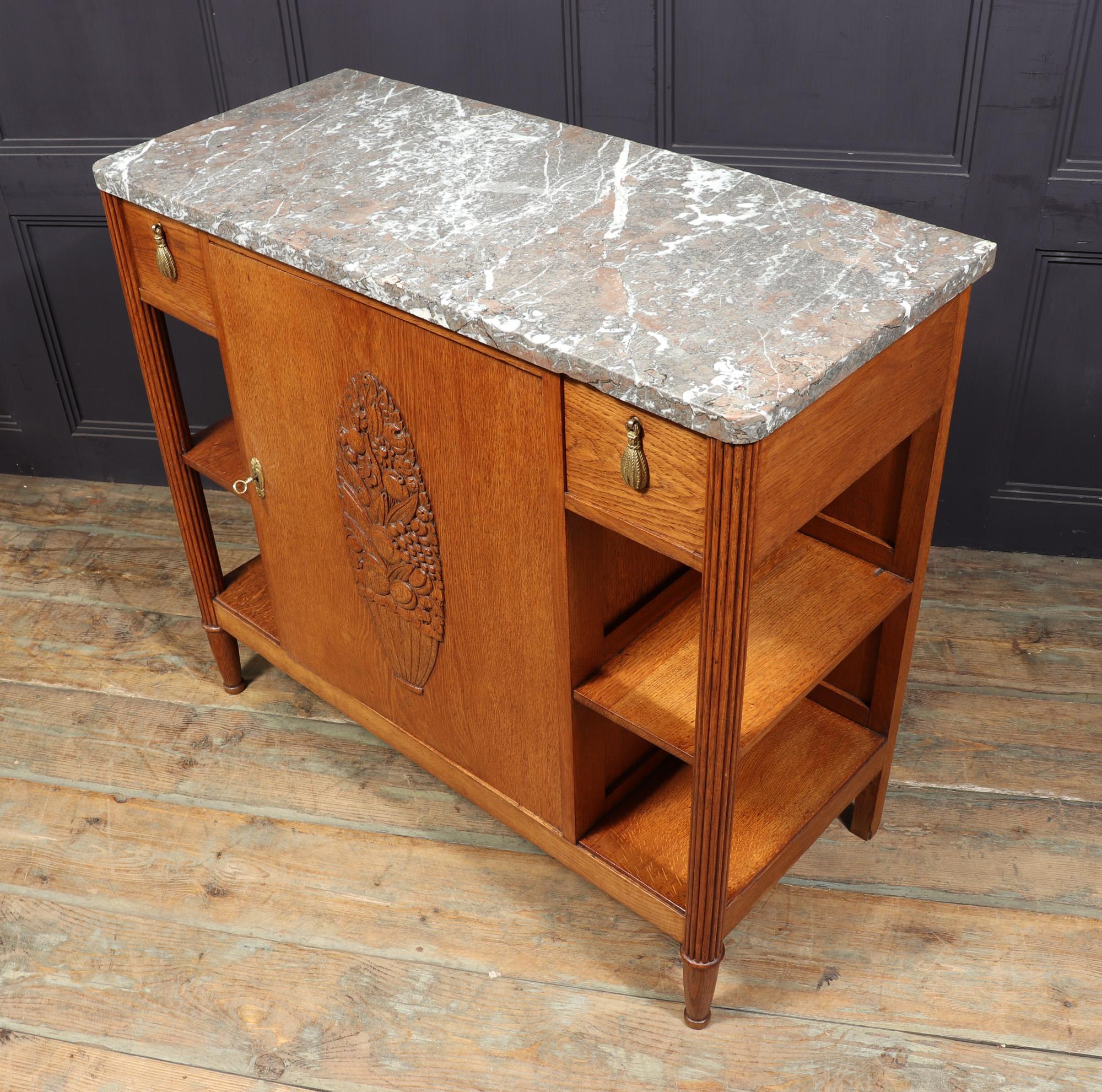 French Art Deco Hall Cabinet in Solid Oak 9