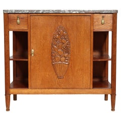 French Art Deco Hall Cabinet in Solid Oak
