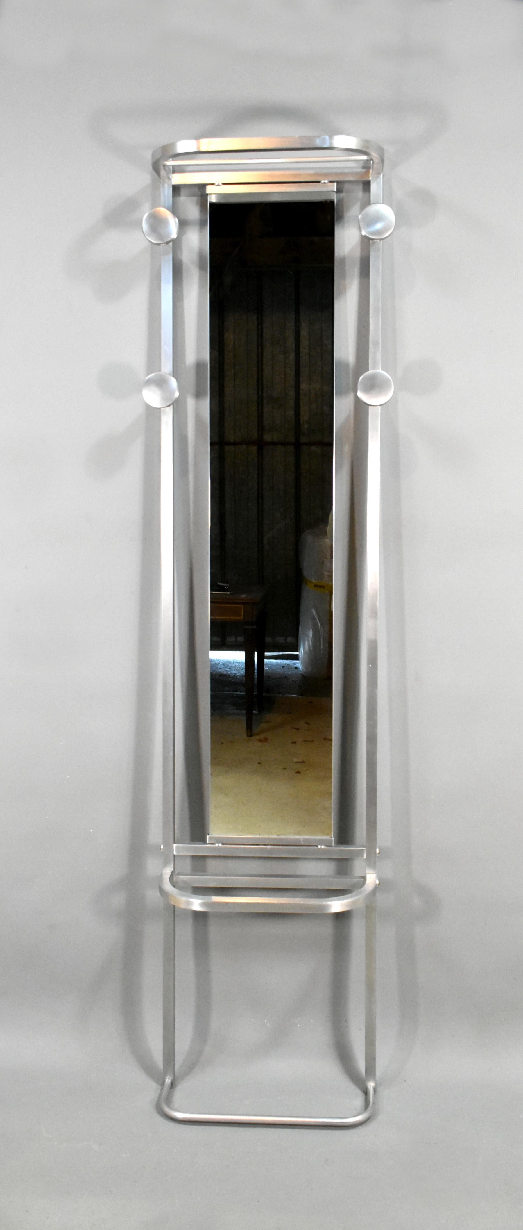French Art Deco Hall Coat Stand in Polished Aluminum 8